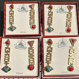 Disney Gold Earrings with Red and Turquoise Accents
